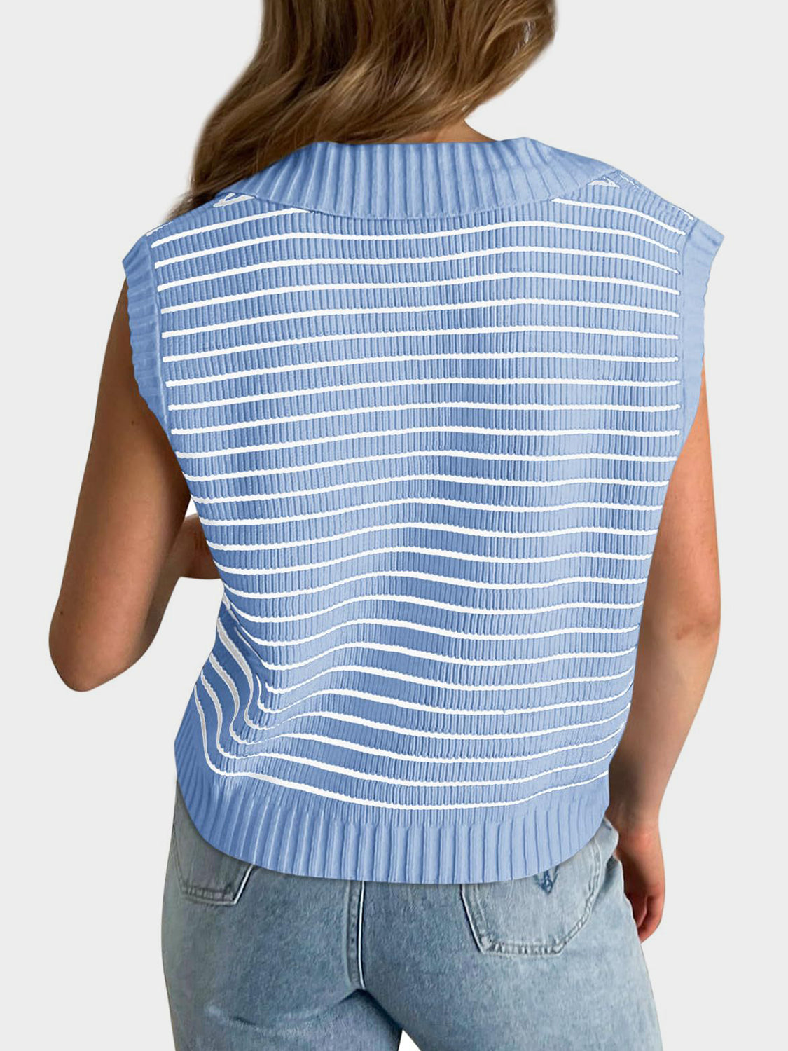 Striped Collared Sweater Vest