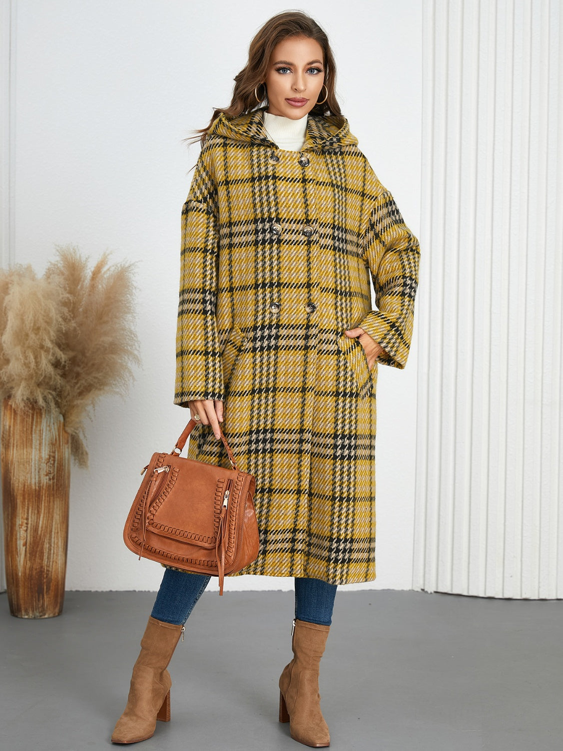 Timeless Plaid Double-Breasted Longline Coat