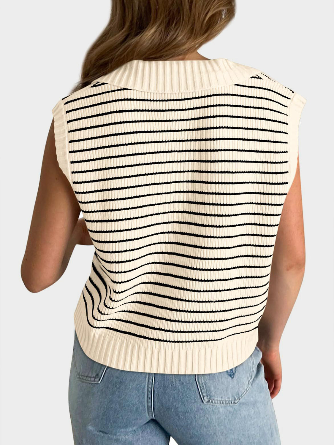 Striped Collared Sweater Vest