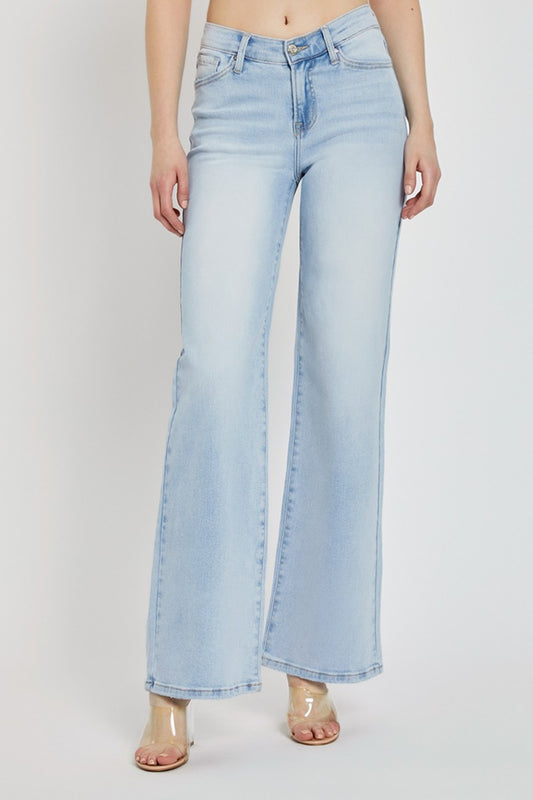 Full Size Wide-Leg V-Waist Jeans