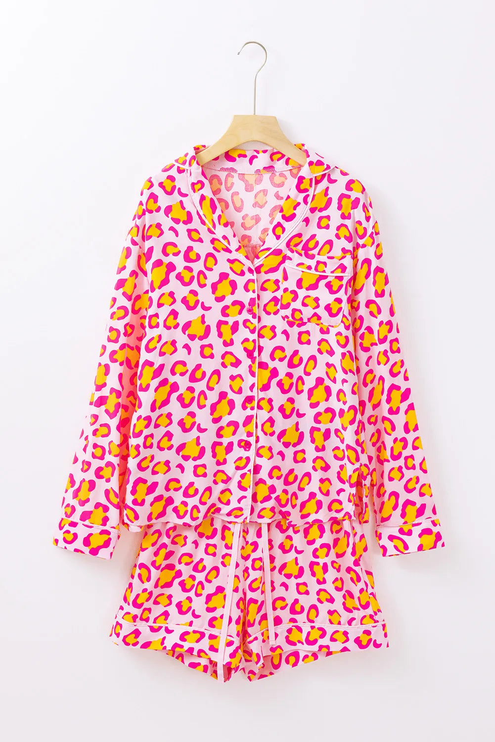 Leopard Print Collared Lounge Set