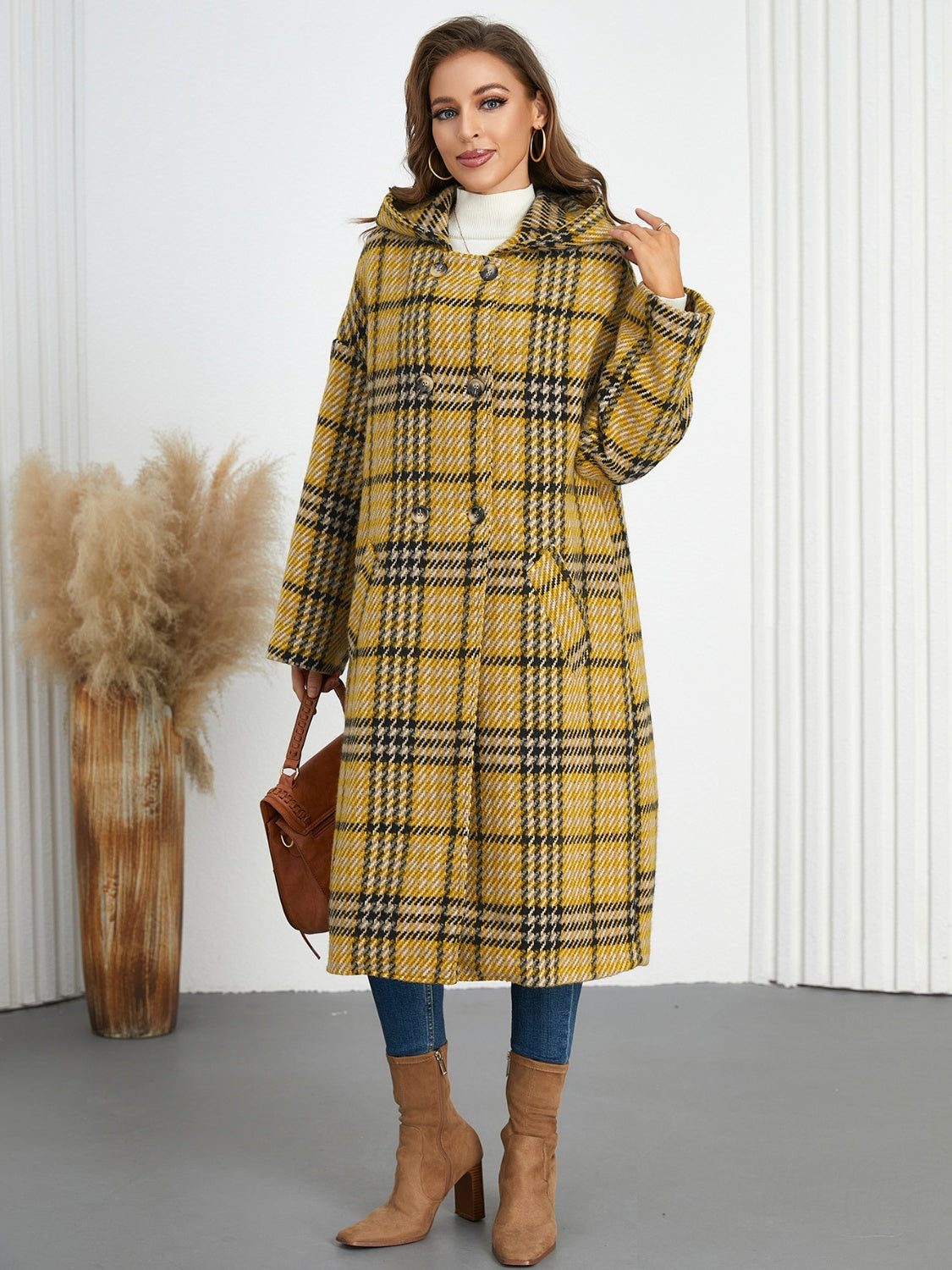 Timeless Plaid Double-Breasted Longline Coat