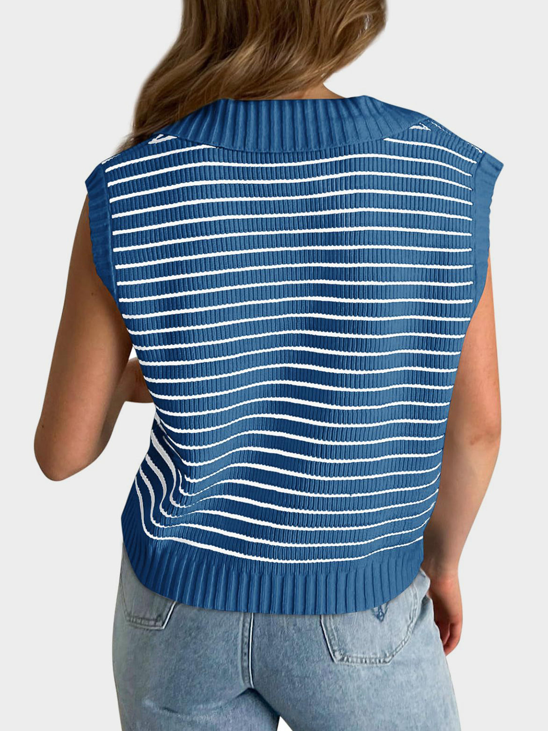 Striped Collared Sweater Vest
