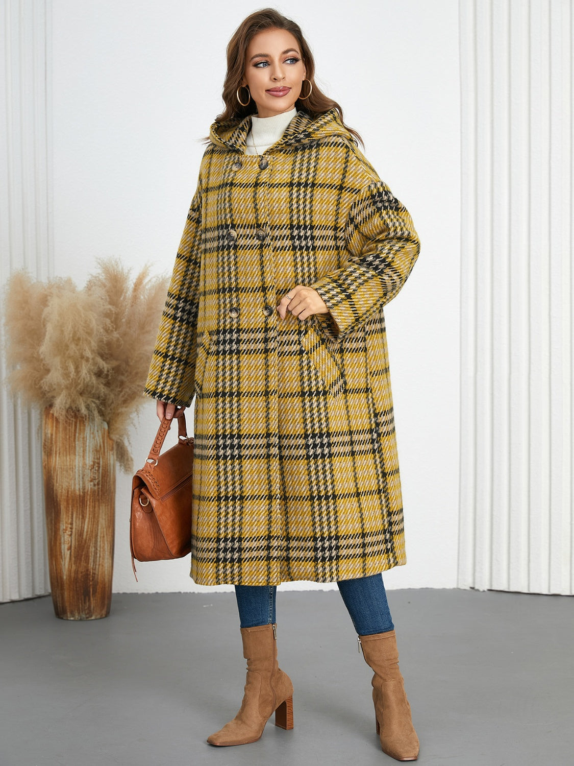 Timeless Plaid Double-Breasted Longline Coat
