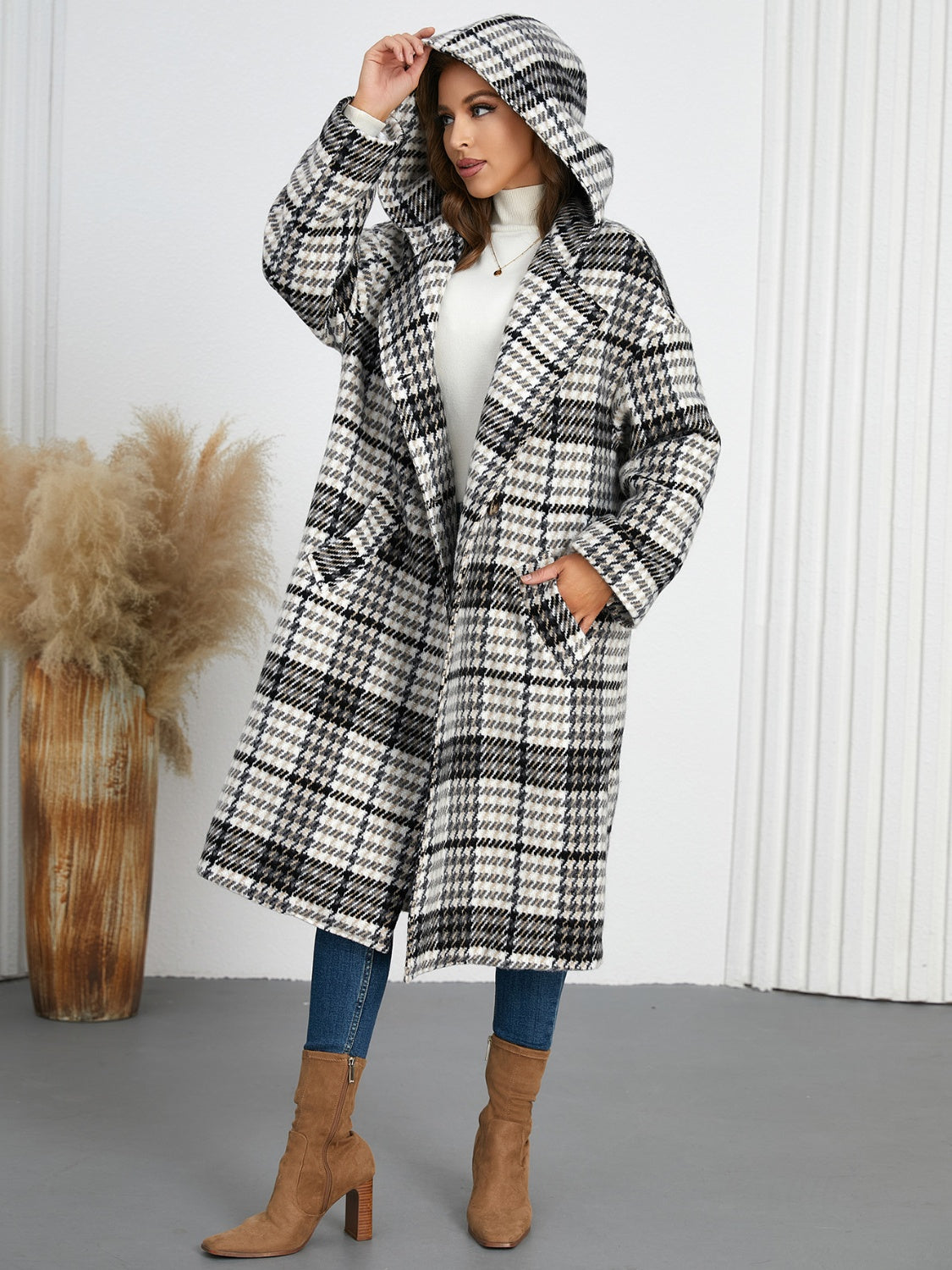 Timeless Plaid Double-Breasted Longline Coat