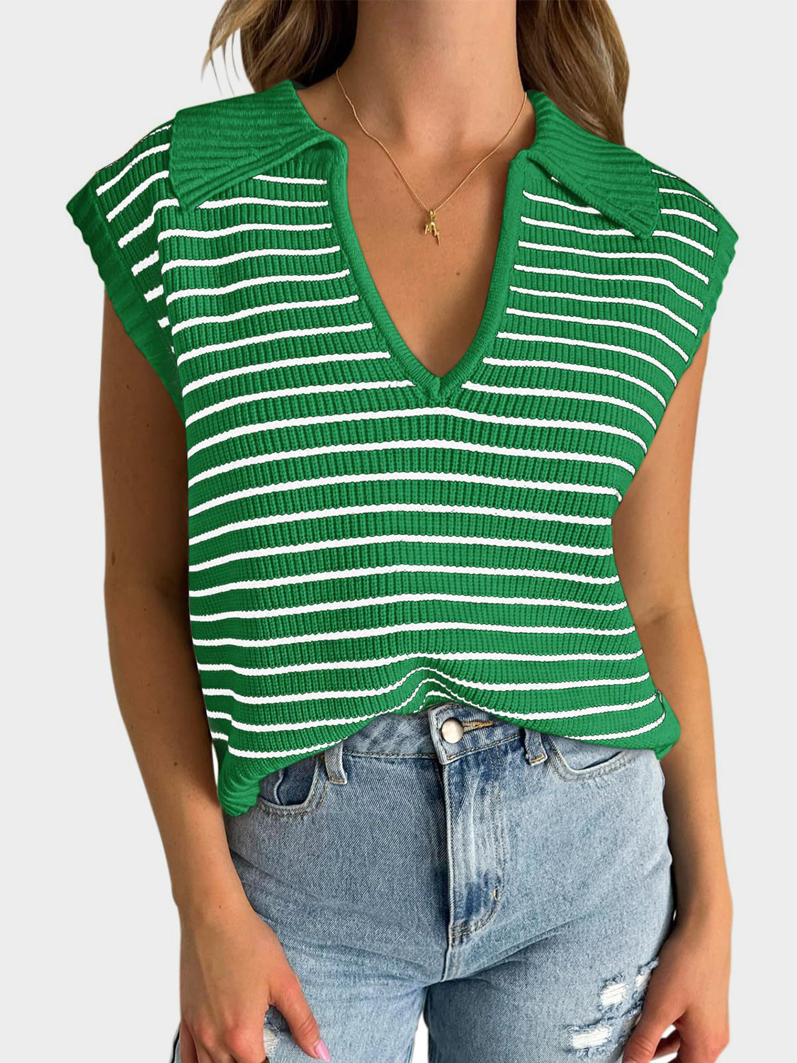 Striped Collared Sweater Vest