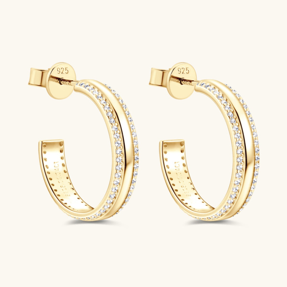 925 Sterling Silver Moissanite C-Hoop Earrings