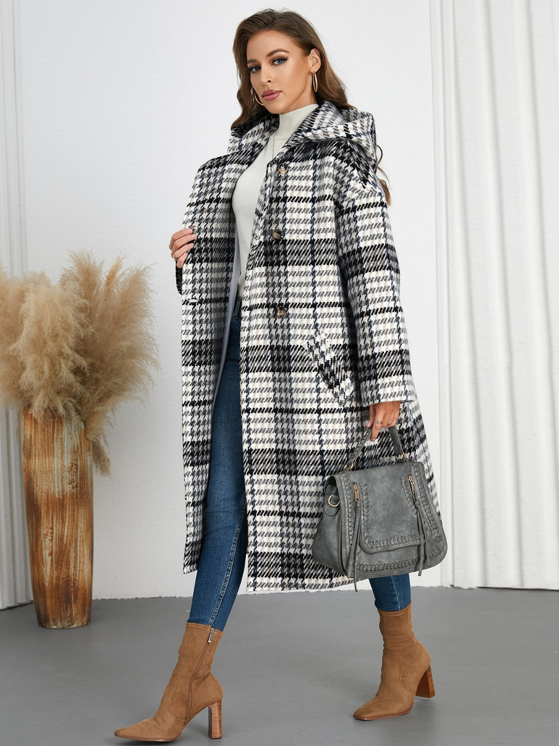 Timeless Plaid Double-Breasted Longline Coat