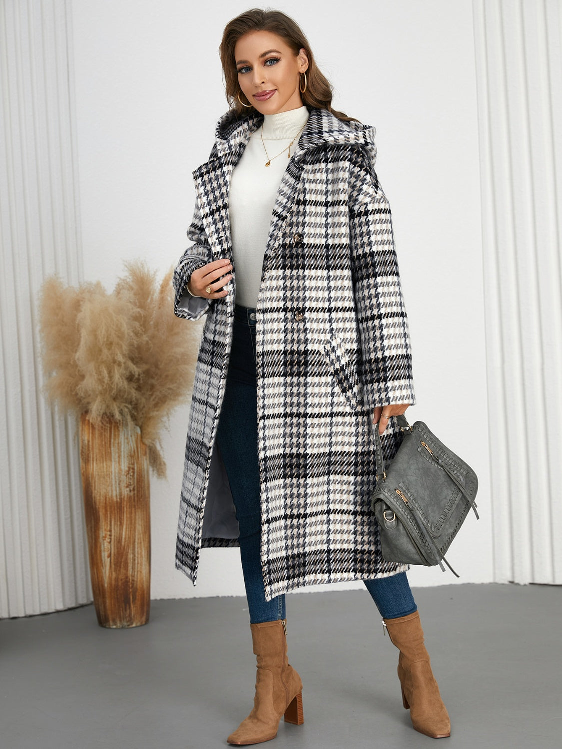 Timeless Plaid Double-Breasted Longline Coat