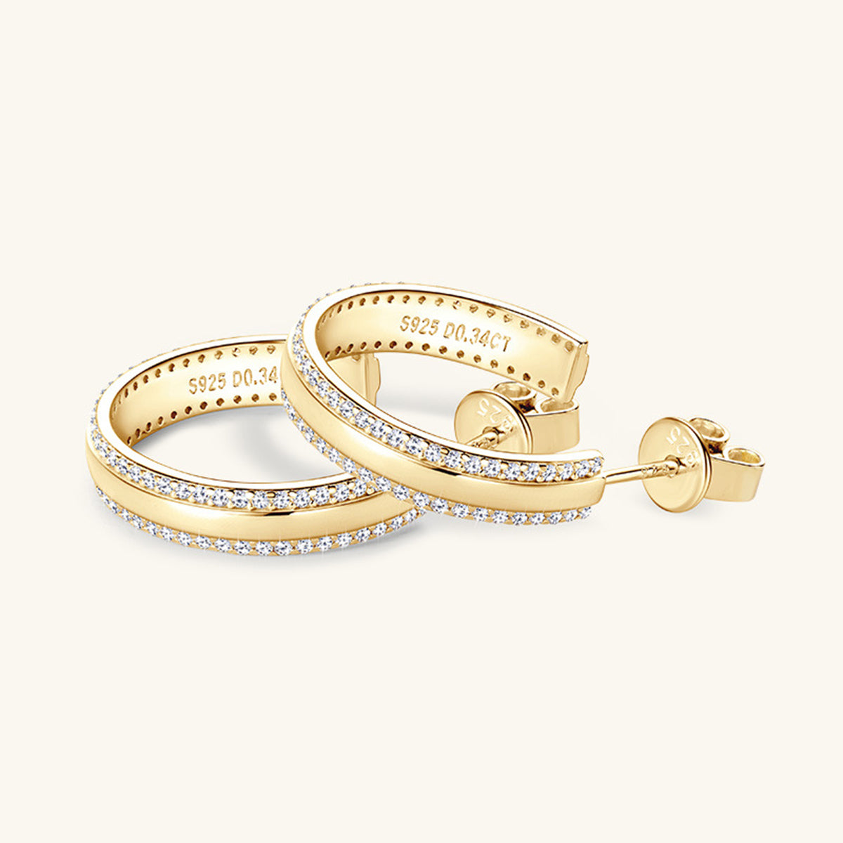 925 Sterling Silver Moissanite C-Hoop Earrings