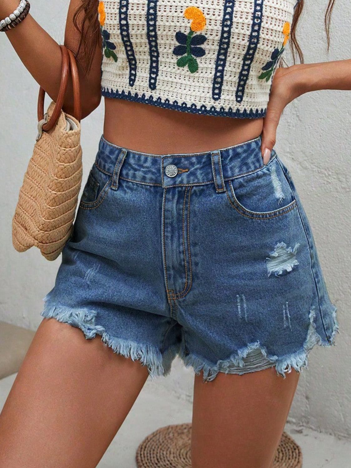 Vintage Frayed Denim Shorts