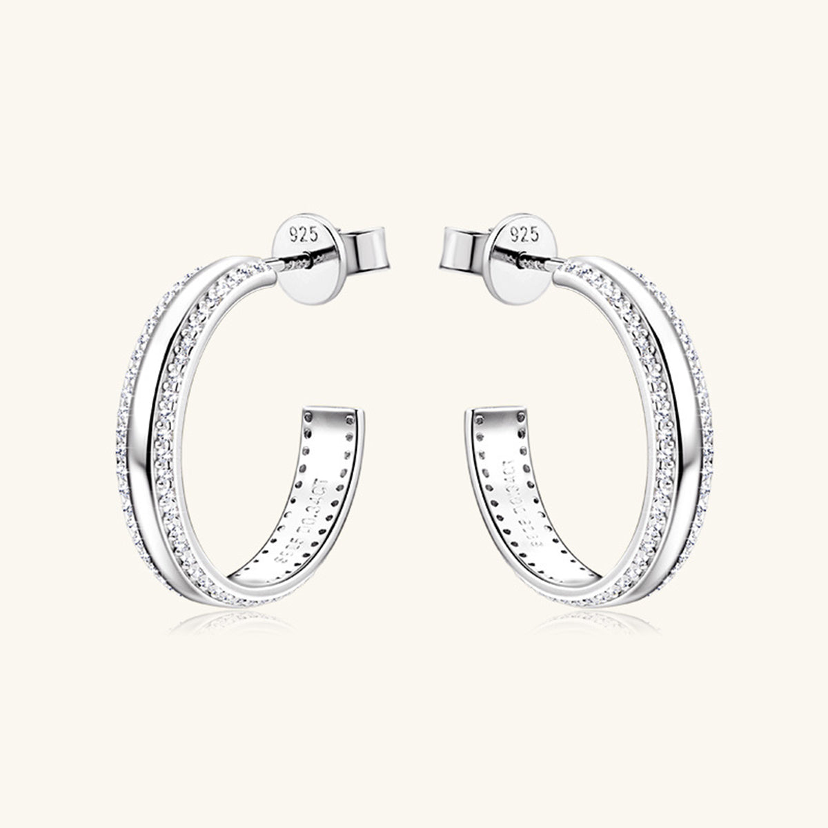 925 Sterling Silver Moissanite C-Hoop Earrings