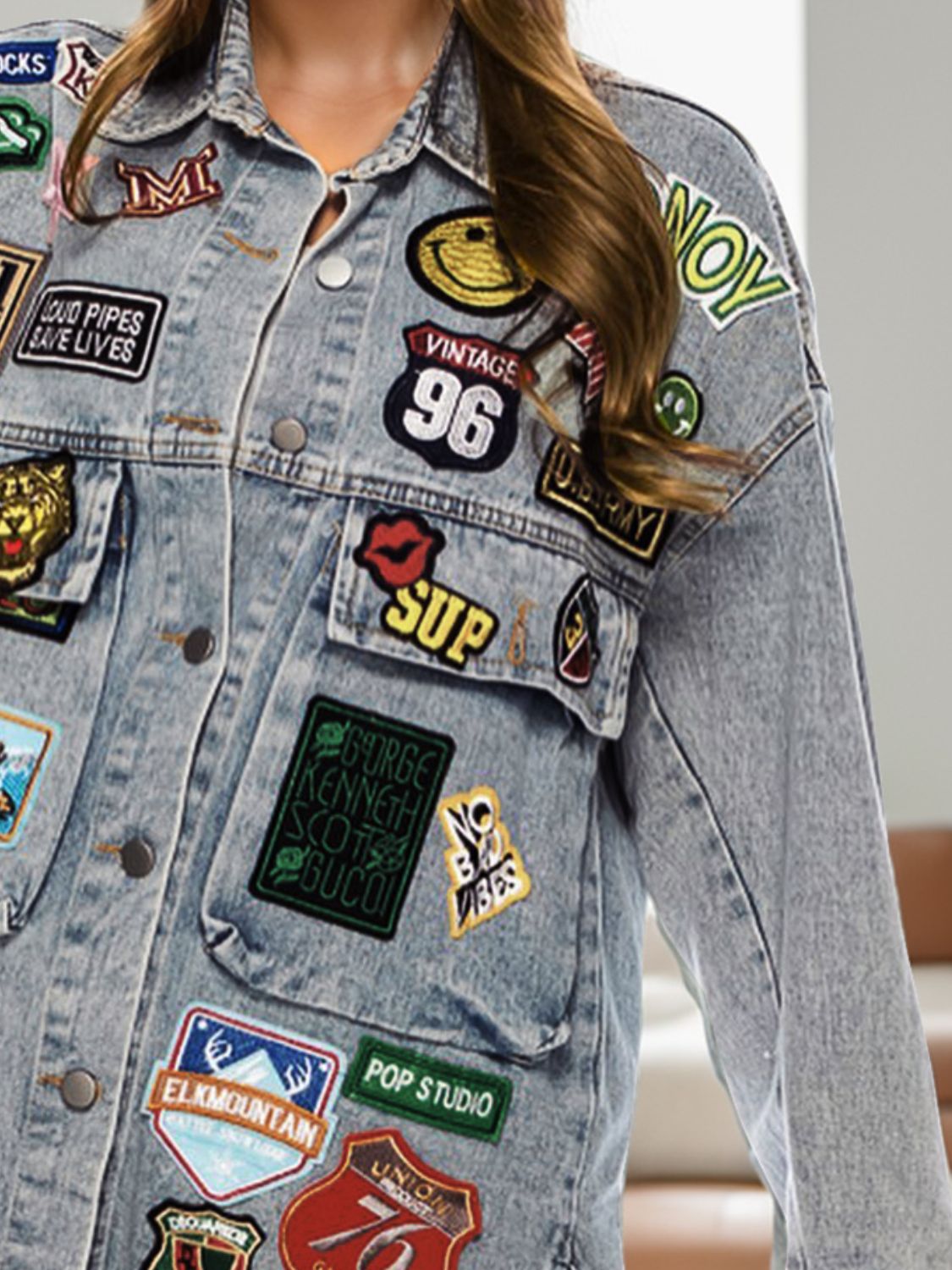 Embroidered Patch Denim Jacket