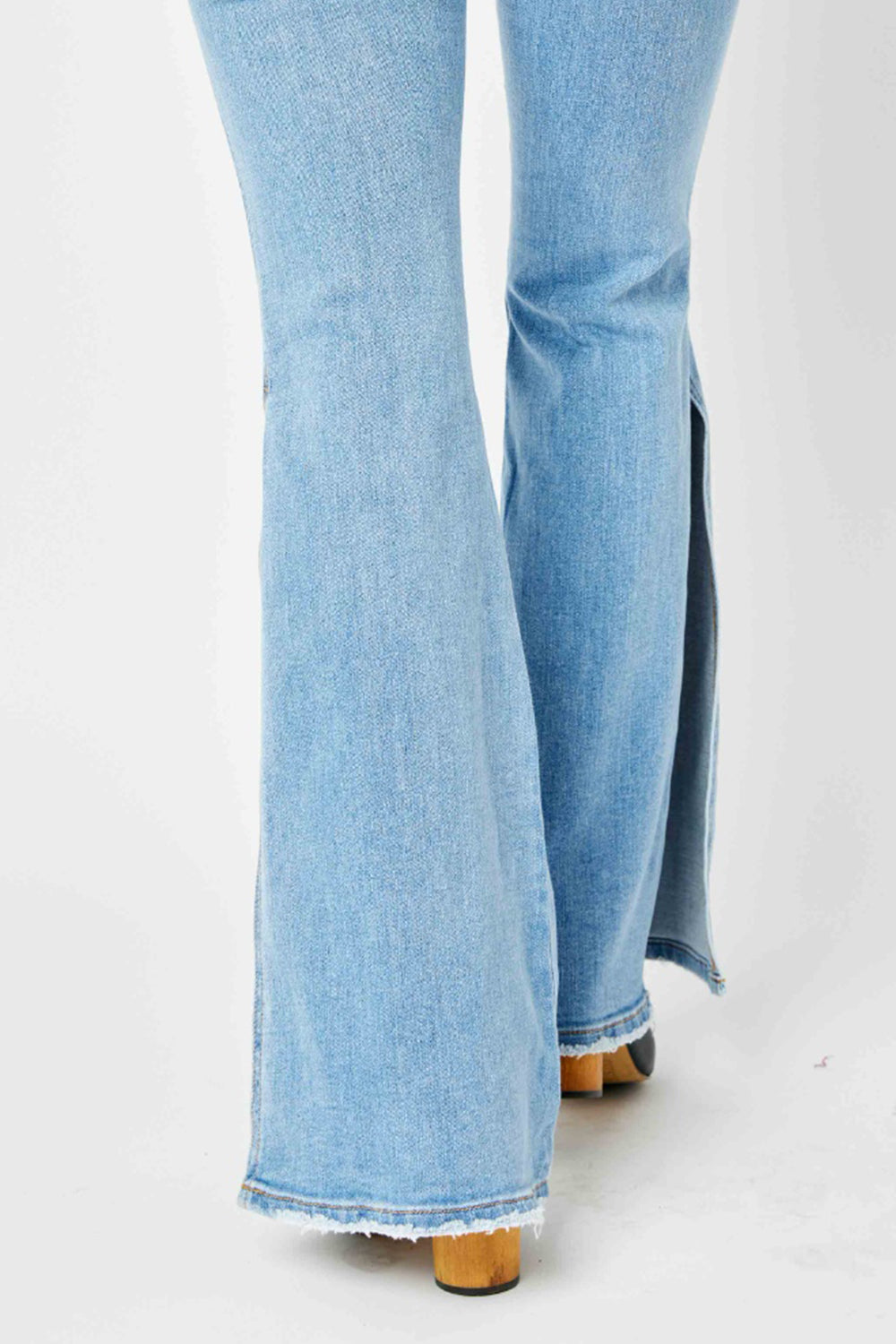Judy Blue Mid Rise Raw Hem Flare Jeans
