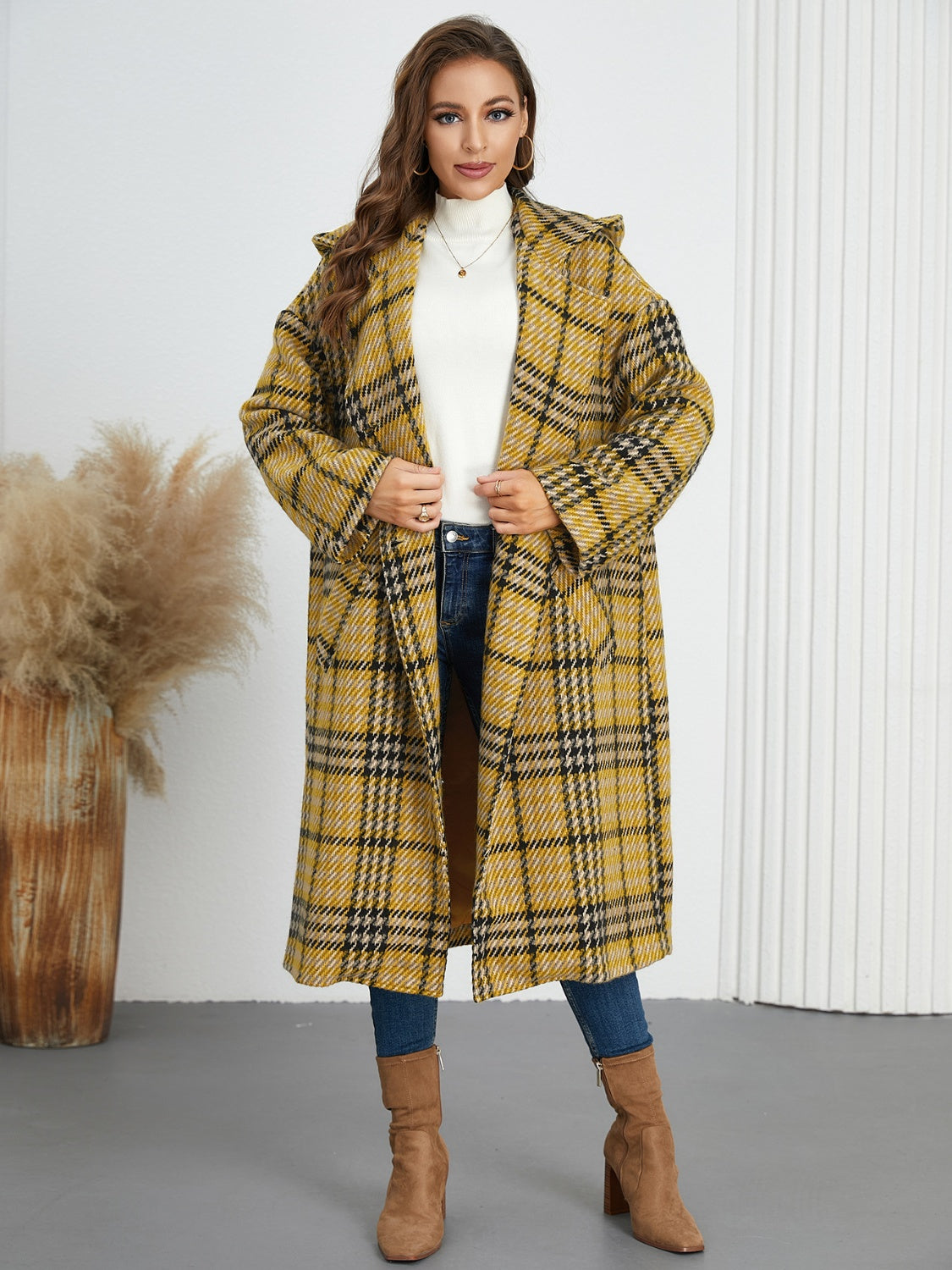 Timeless Plaid Double-Breasted Longline Coat