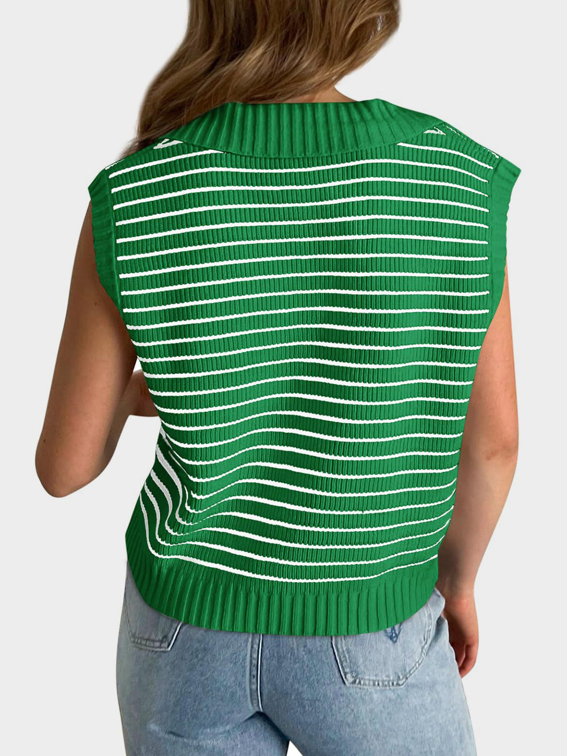 Striped Collared Sweater Vest