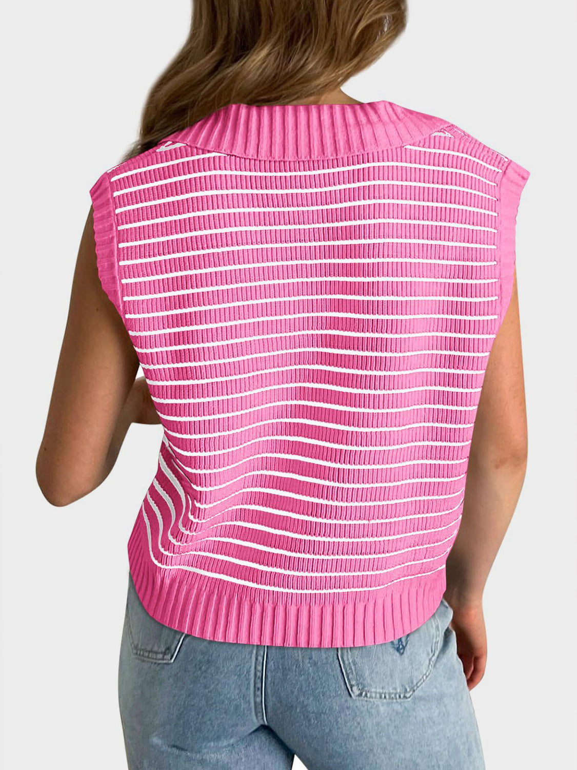 Striped Collared Sweater Vest