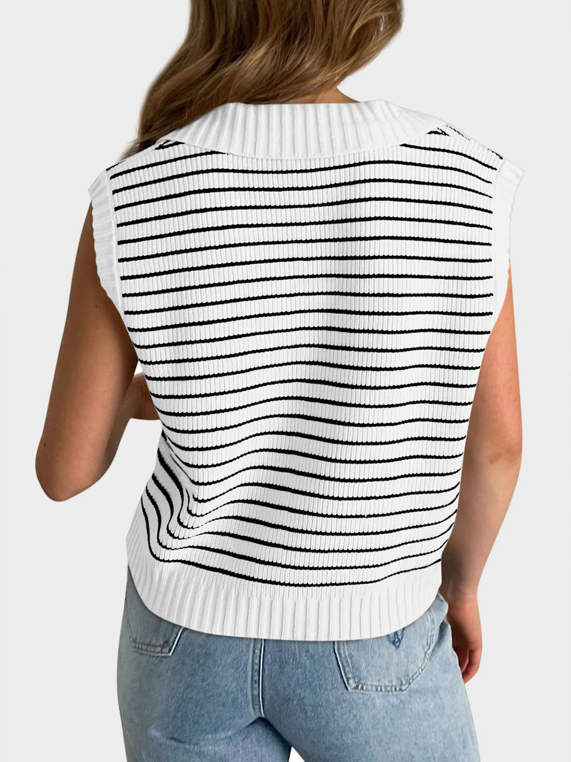 Striped Collared Sweater Vest