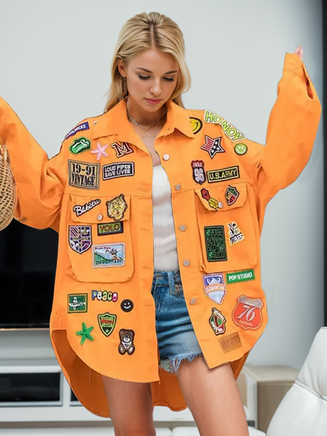Embroidered Patch Denim Jacket