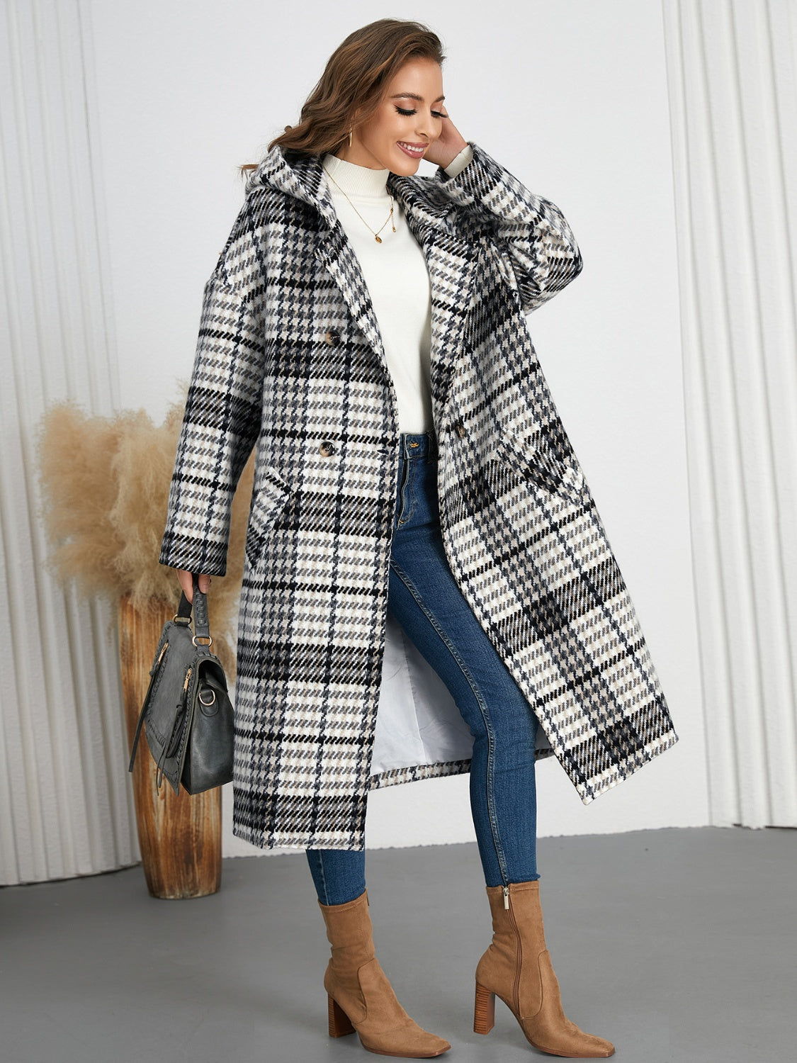 Timeless Plaid Double-Breasted Longline Coat