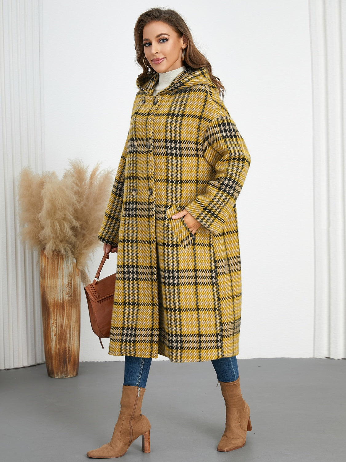 Timeless Plaid Double-Breasted Longline Coat
